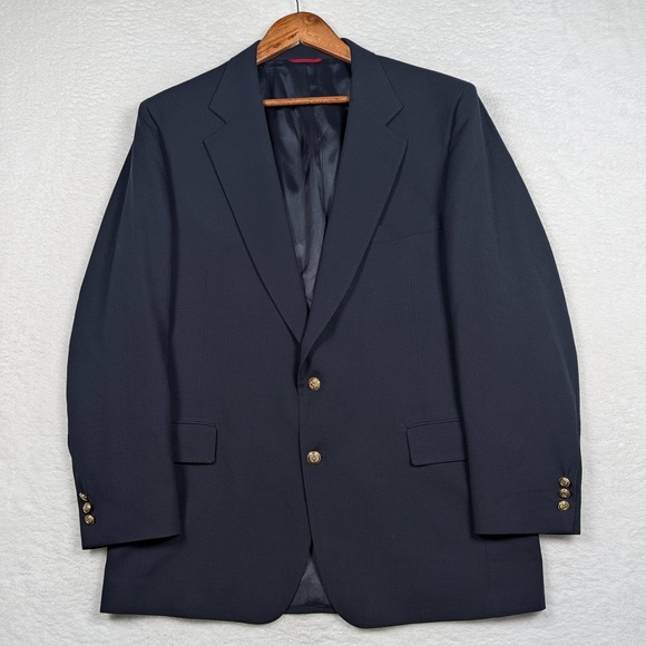 Jos. A. Bank Other - Vintage Jos. A. Bank Blazer Mens 46L Navy 100% Wool Gold Button Sport Coat USA